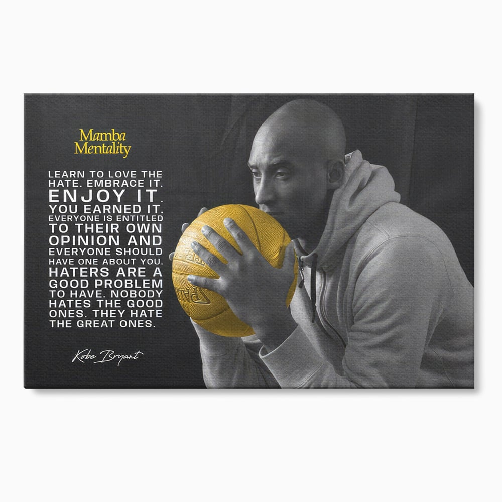 Tablou canvas cu tablou canvas cu kobe bryant si minge aurie, fara rama, pe sasiu de lemn
