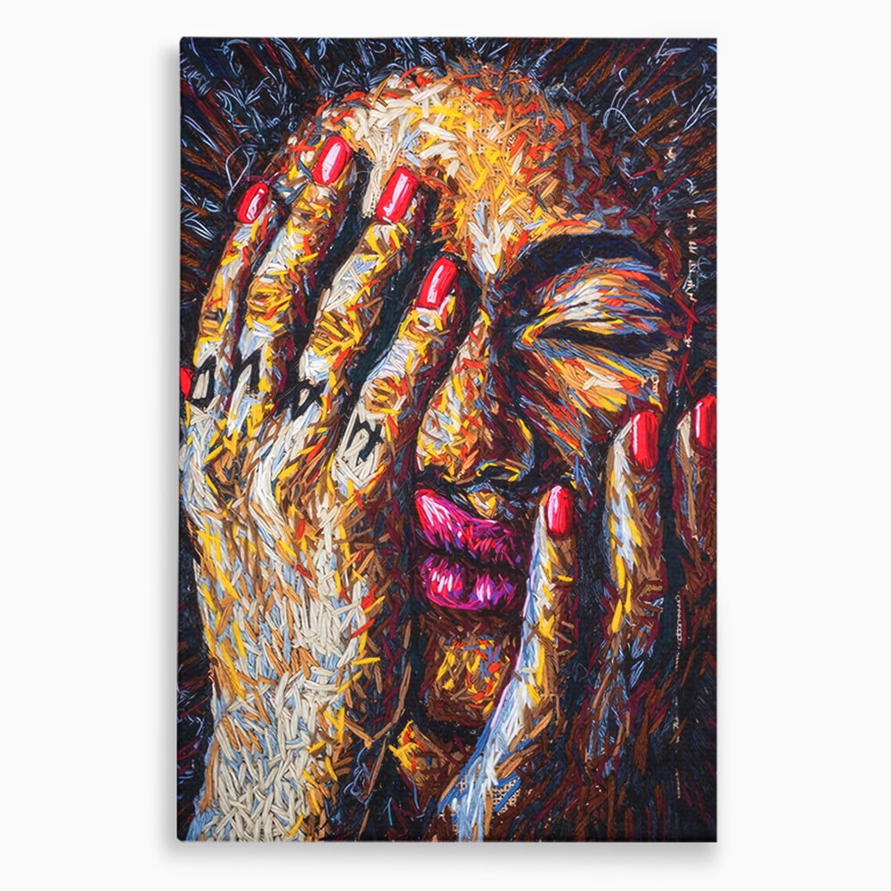 Tablou canvas cu tablou canvas cu portret stilizat, fara rama, pe sasiu de lemn