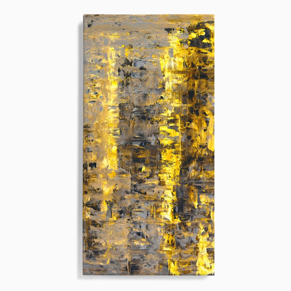 Tablou canvas cu pictura abstracta cu dungi aurii, fara rama, pe sasiu de lemn