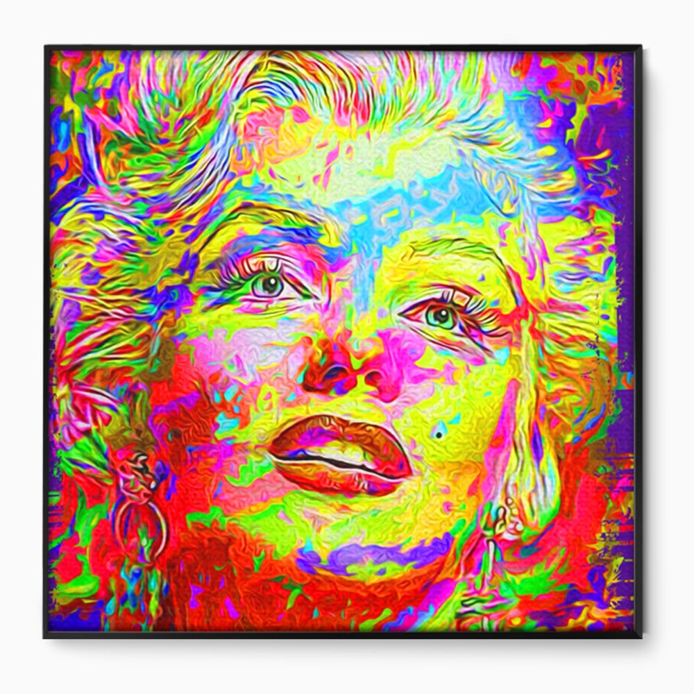 Tablou canvas cu tablou canvas cu marilyn monroe policroma, in rama de aluminiu negru