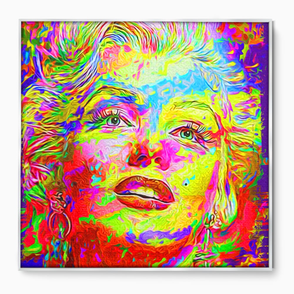 Tablou canvas cu tablou canvas cu marilyn monroe policroma, in rama de aluminiu argintiu