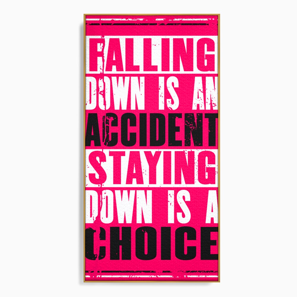 Tablou canvas cu tablou canvas cu citat motivational vertical, in rama de aluminiu auriu