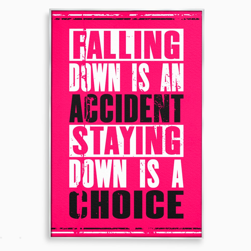 Tablou canvas cu tablou canvas cu citat motivational vertical, in rama de aluminiu argintiu