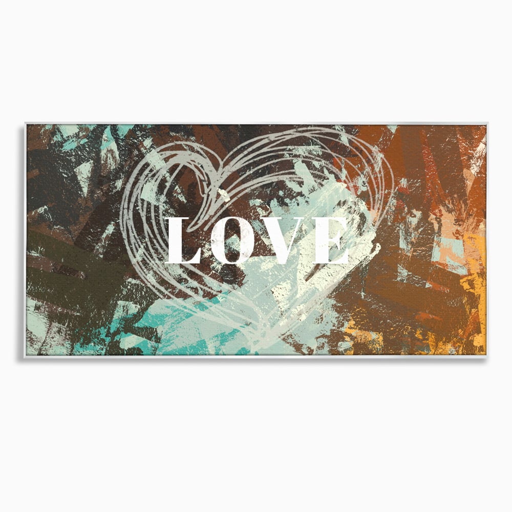 Tablou canvas cu tablou canvas cu inima desenata si text, in rama de aluminiu argintiu