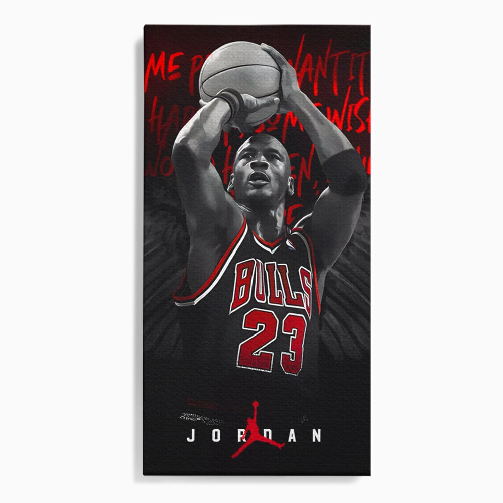Tablou canvas cu tablou canvas cu michael jordan in actiune, fara rama, pe sasiu de lemn