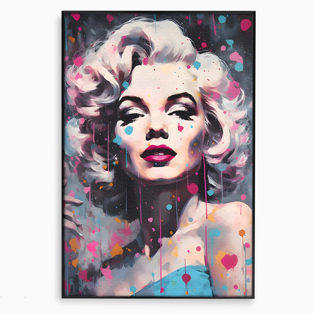 Tablou canvas cu tablou canvas cu marilyn monroe, in rama de aluminiu negru