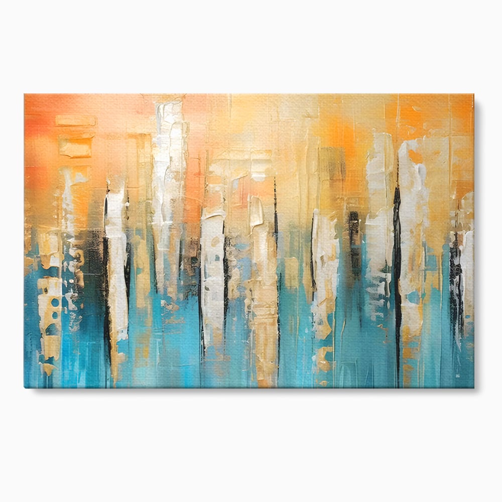 Tablou canvas cu pictura abstracta cu linii verticale, fara rama, pe sasiu de lemn