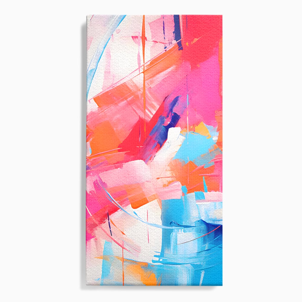 Tablou canvas cu pictura abstracta cu pete multicolore, fara rama, pe sasiu de lemn