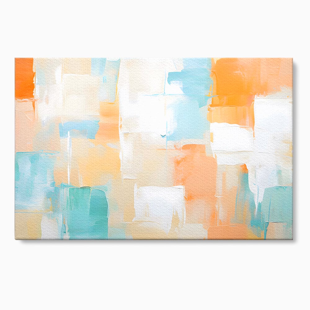 Tablou canvas cu pictura abstracta cu pete colorate, fara rama, pe sasiu de lemn