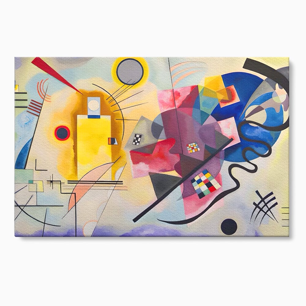 Tablou canvas cu pictura abstracta cu forme geometriche si linii, fara rama, pe sasiu de lemn