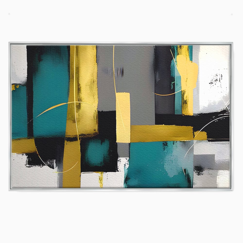 Tablou canvas cu tablou canvas cu forme geometrice abstracte, in rama de aluminiu argintiu