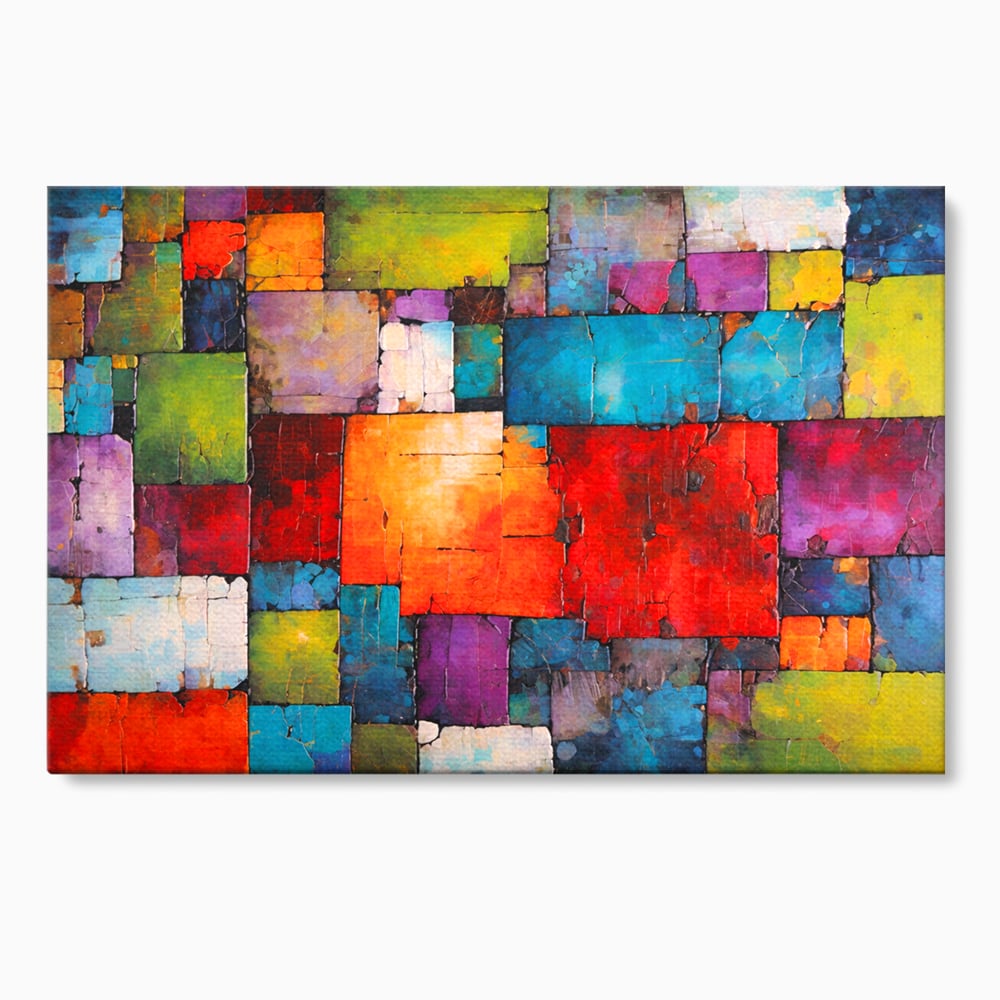 Tablou canvas cu tablou canvas cu mozaic geometric colorat, fara rama, pe sasiu de lemn