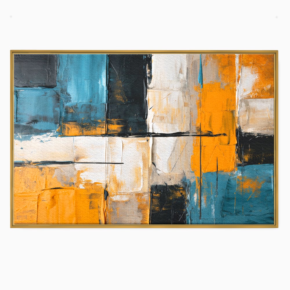 Tablou canvas cu tablou canvas abstract geometric, in rama de aluminiu auriu