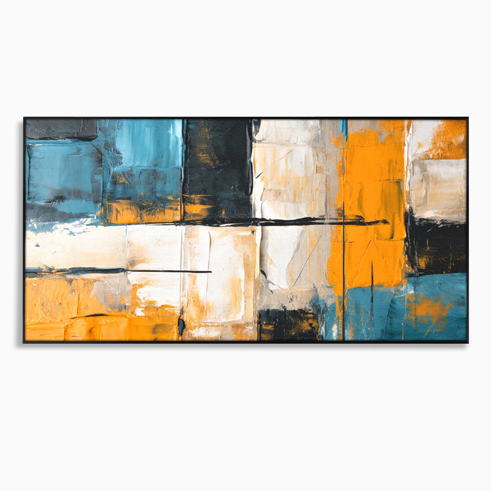 Tablou canvas cu tablou canvas abstract geometric, in rama de aluminiu negru