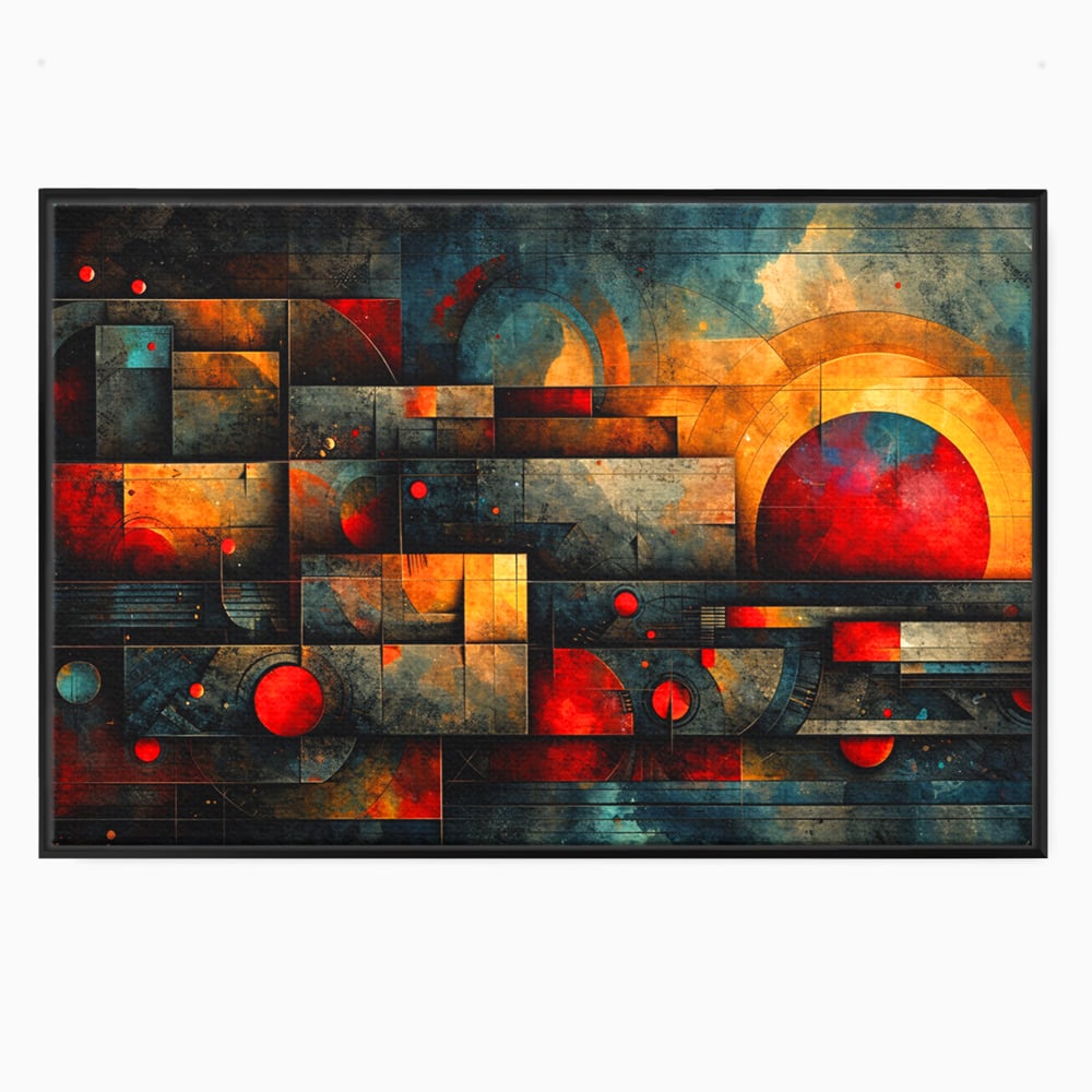 Tablou canvas cu tablou canvas cu forme geometrice abstracte, in rama de aluminiu negru