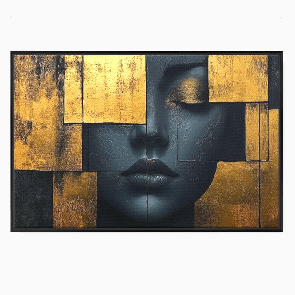 Tablou canvas cu tablou canvas portret feminin abstract, in rama de aluminiu negru