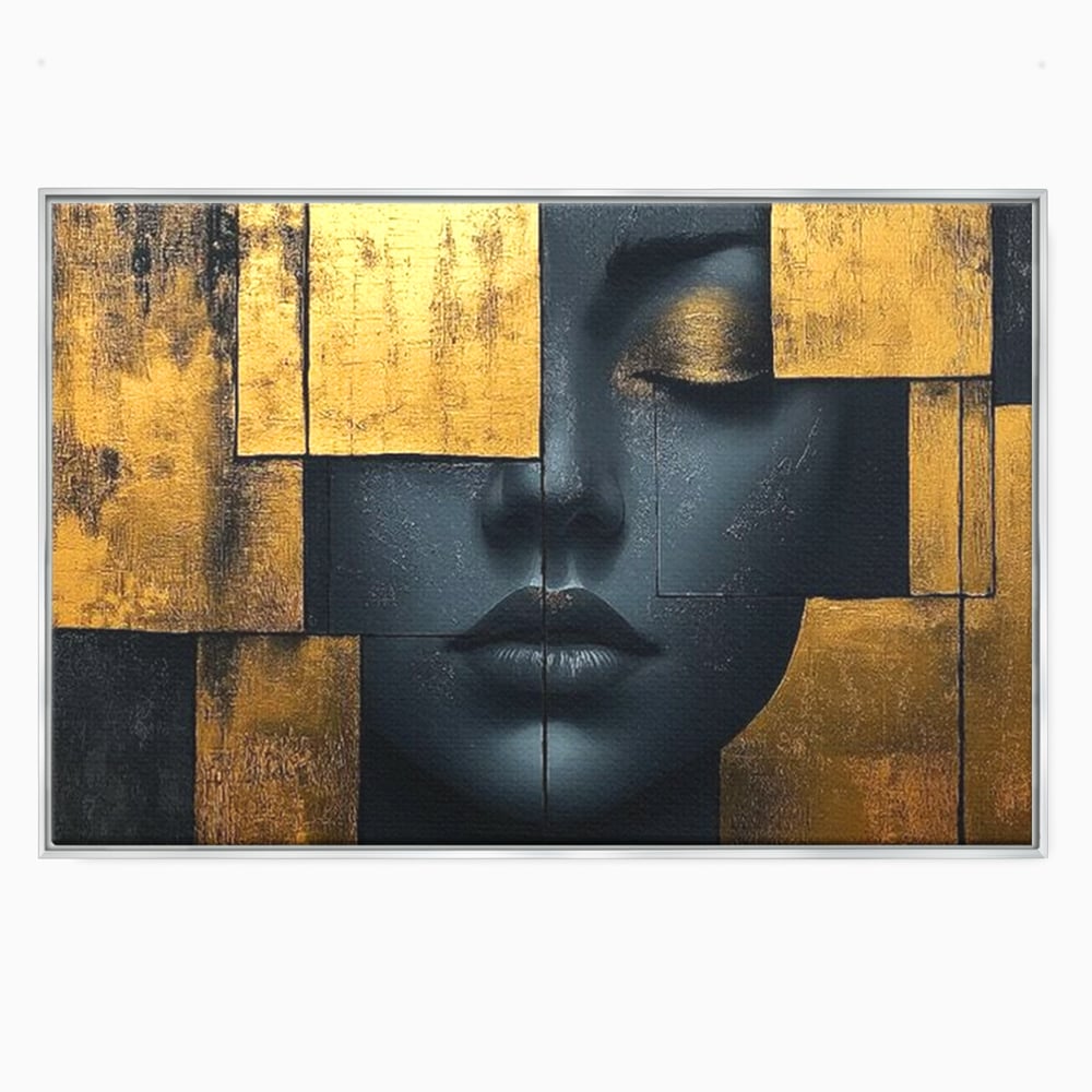 Tablou canvas cu tablou canvas portret feminin abstract, in rama de aluminiu argintiu