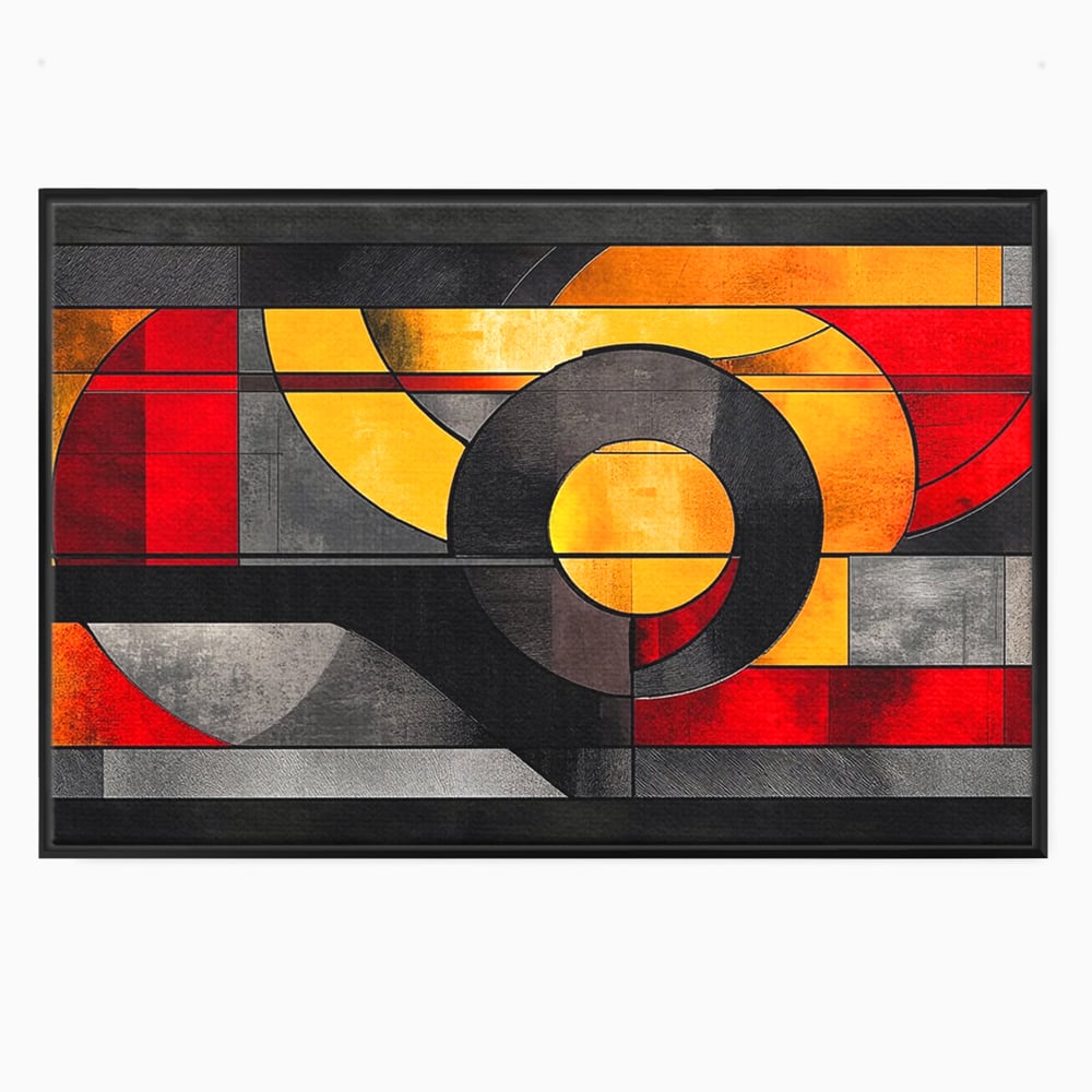 Tablou canvas cu tablou canvas cu forme geometrice abstracte, in rama de aluminiu negru