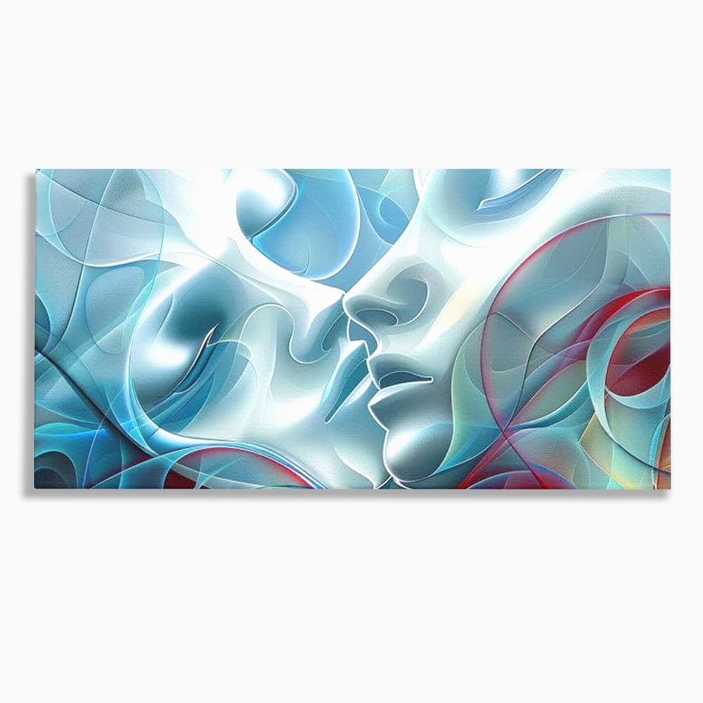 Tablou canvas cu tablou canvas cu chipuri umane contopite, fara rama, pe sasiu de lemn