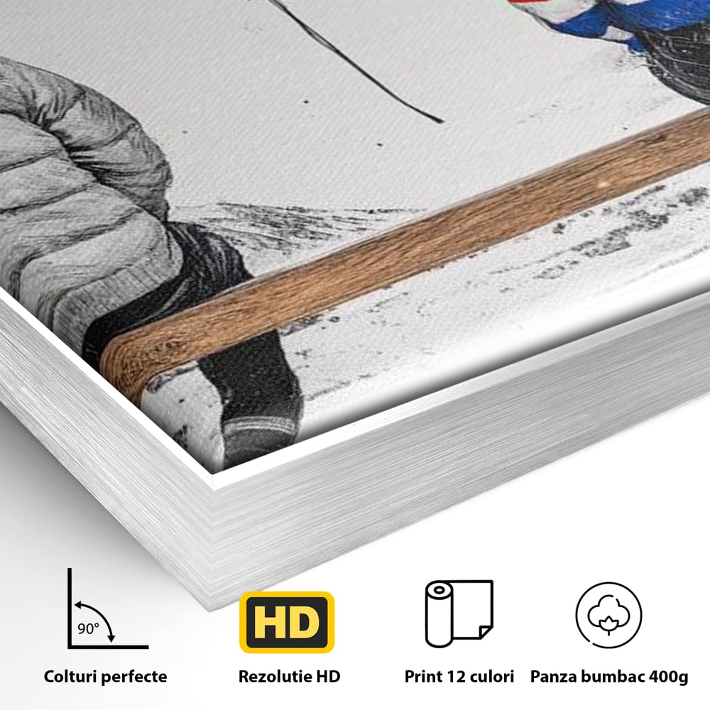 Detaliu al suprafetei: ilustratie cu doi tineri pe banca, in rama de aluminiu argintiu