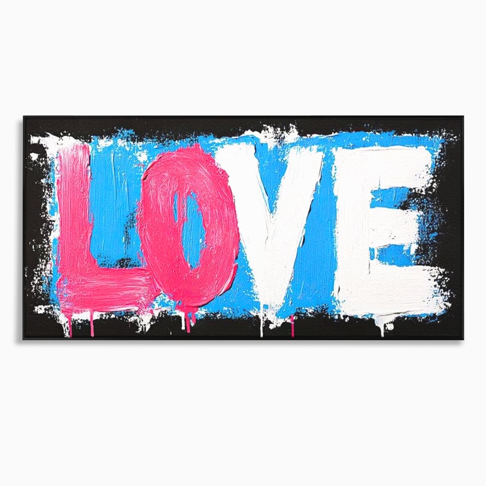 Tablou canvas cu tablou canvas cu mesajul love, in rama de aluminiu negru