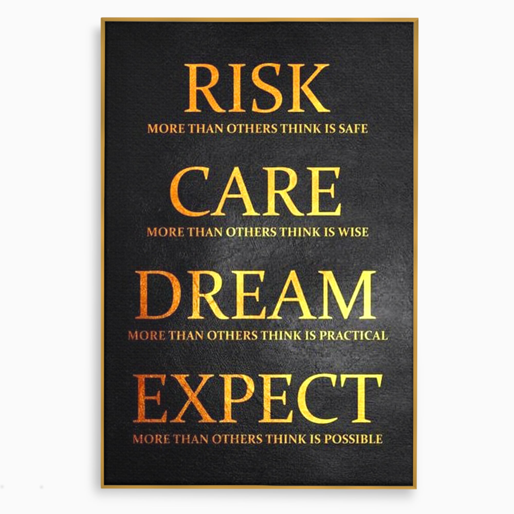 Tablou canvas cu tablou canvas cu citat motivational, in rama de aluminiu auriu