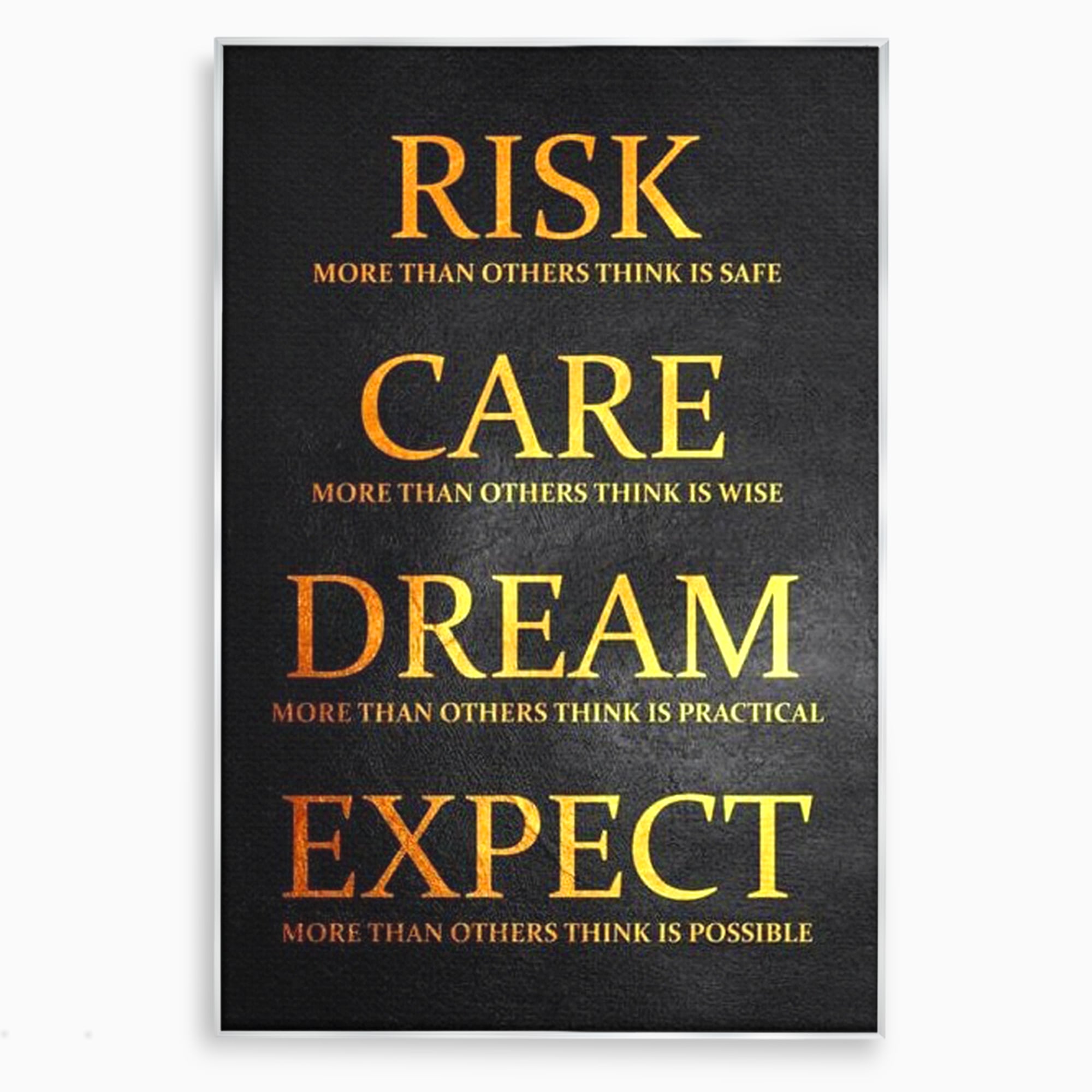 Tablou canvas cu tablou canvas cu citat motivational, in rama de aluminiu argintiu