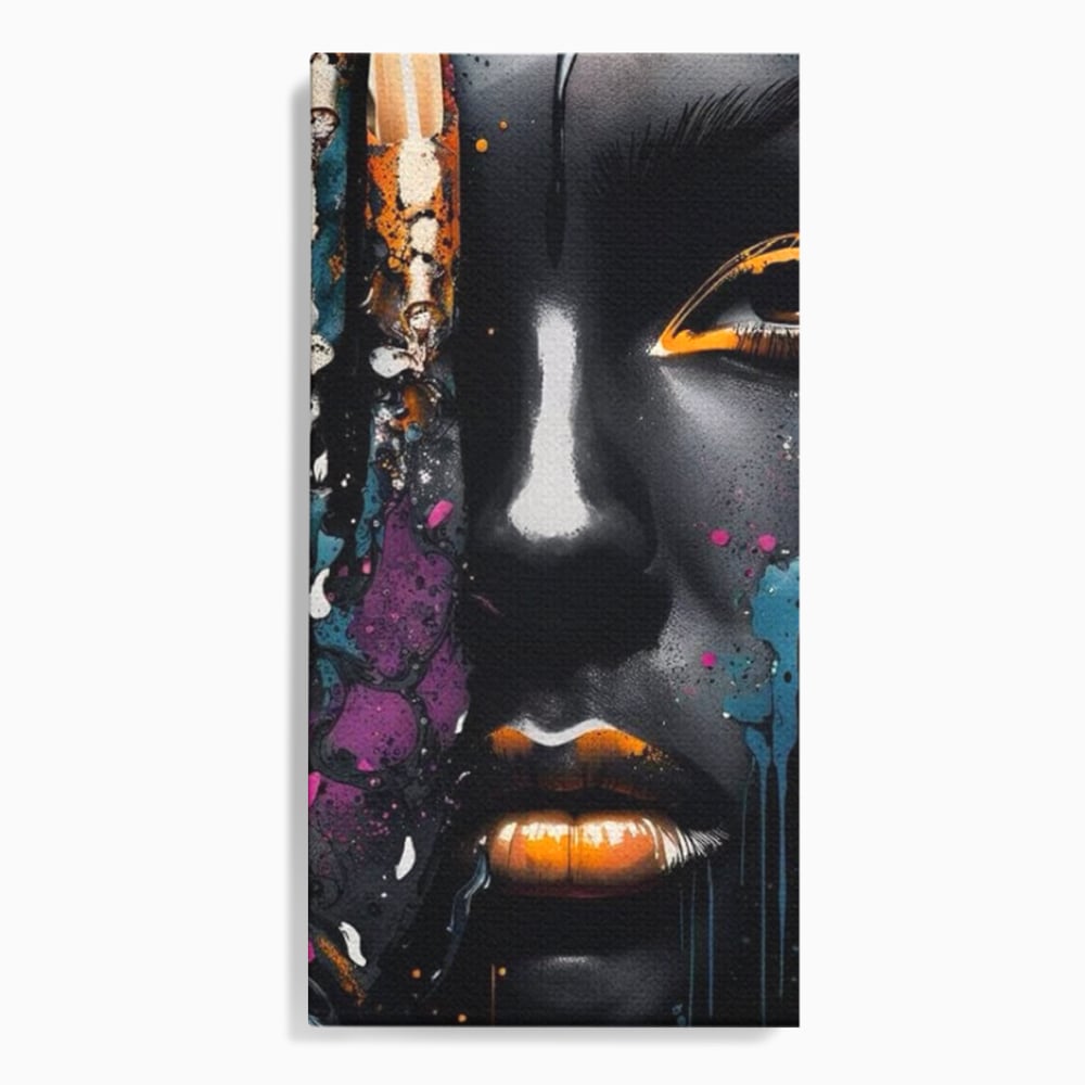 Tablou canvas cu tablou canvas cu portret street art, fara rama, pe sasiu de lemn
