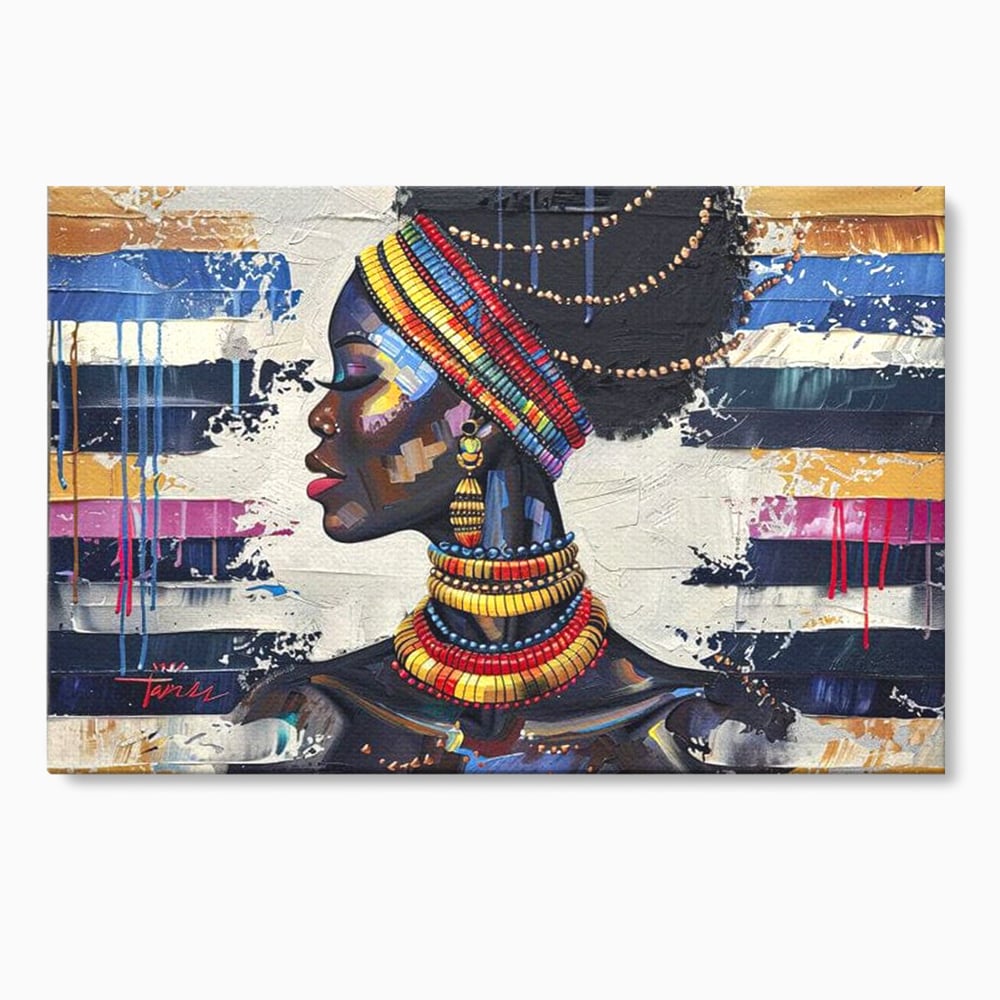 Tablou canvas cu tablou canvas cu regina africana, fara rama, pe sasiu de lemn
