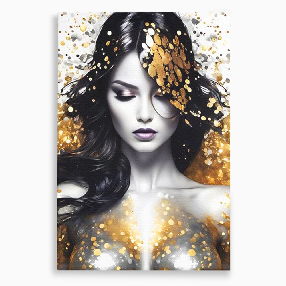 Tablou canvas cu tablou canvas cu portret de femeie, fara rama, pe sasiu de lemn