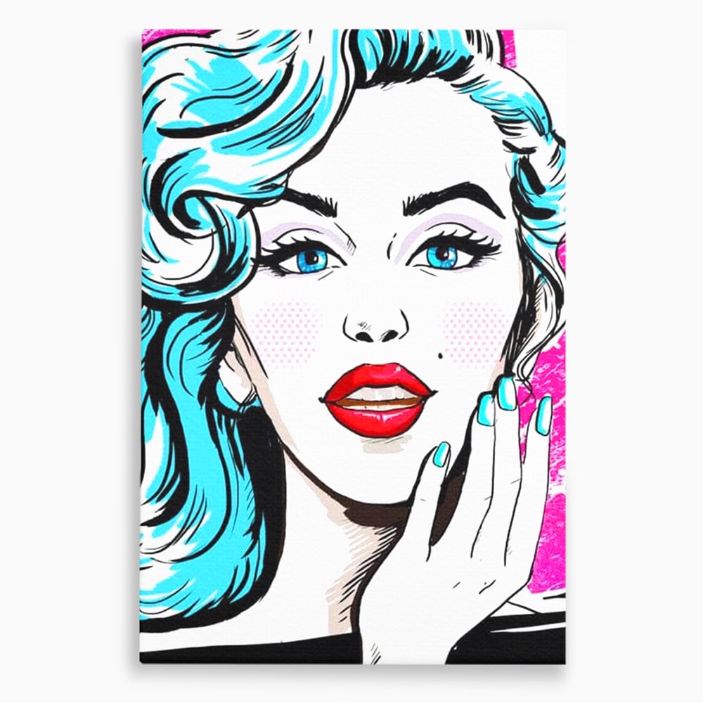Tablou canvas cu tablou canvas cu femeie pop art, fara rama, pe sasiu de lemn