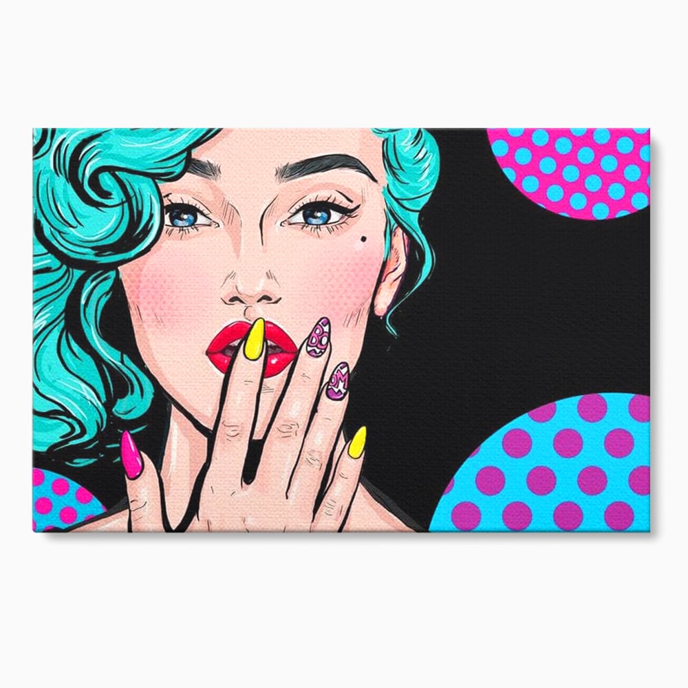 Tablou canvas cu tablou canvas cu femeie pop art, fara rama, pe sasiu de lemn