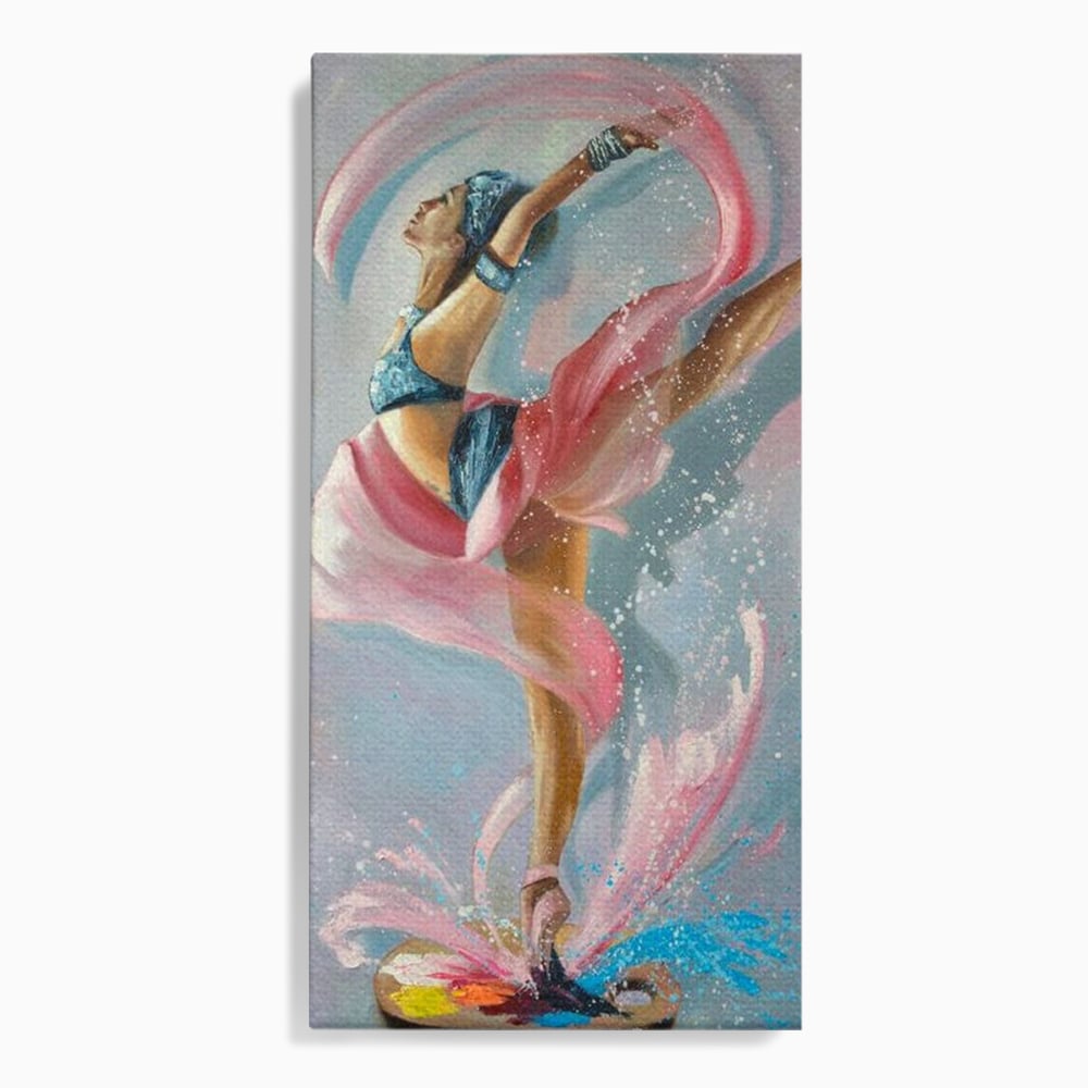 Tablou canvas cu tablou canvas cu balerina in zbor, fara rama, pe sasiu de lemn