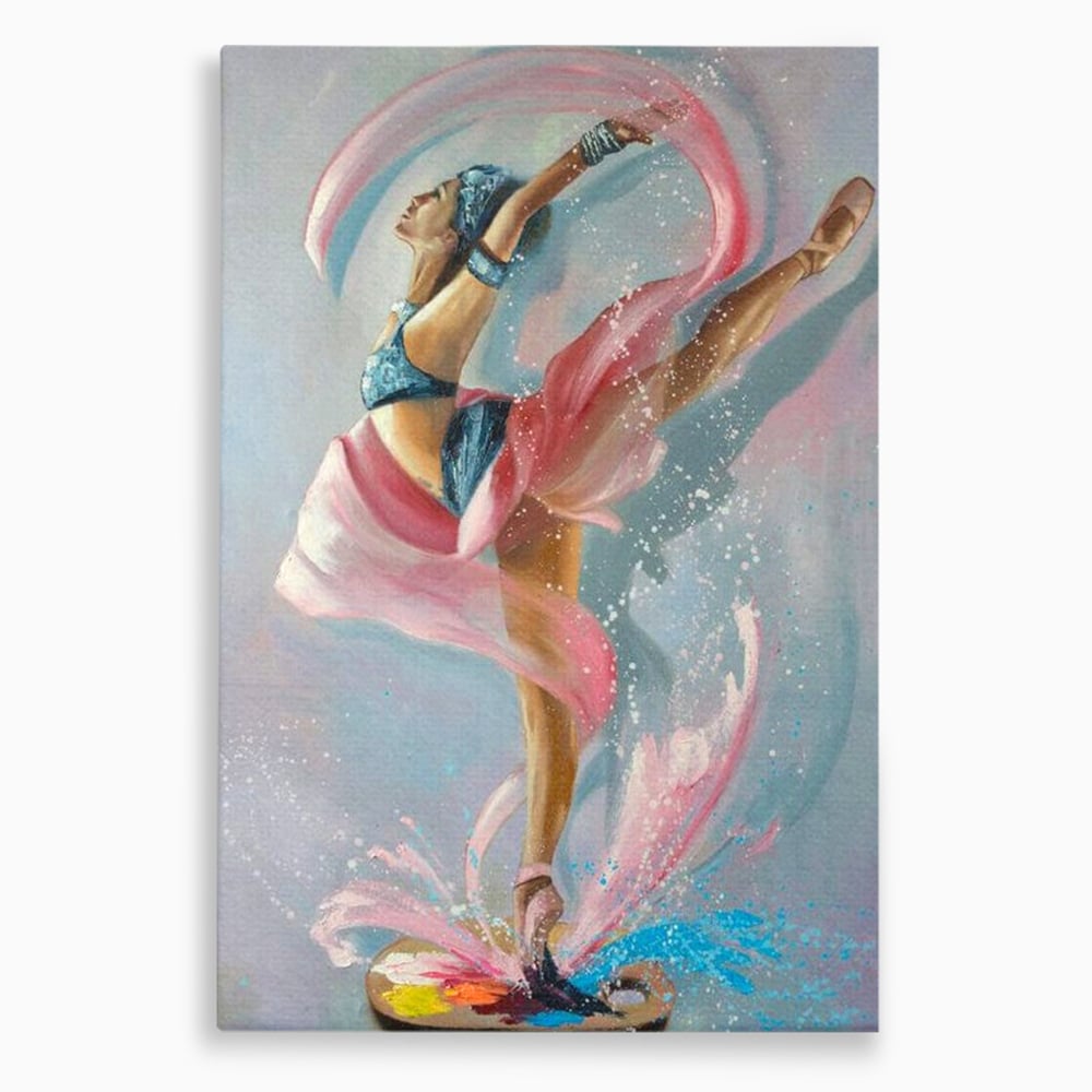 Tablou canvas cu tablou canvas cu balerina in zbor, fara rama, pe sasiu de lemn