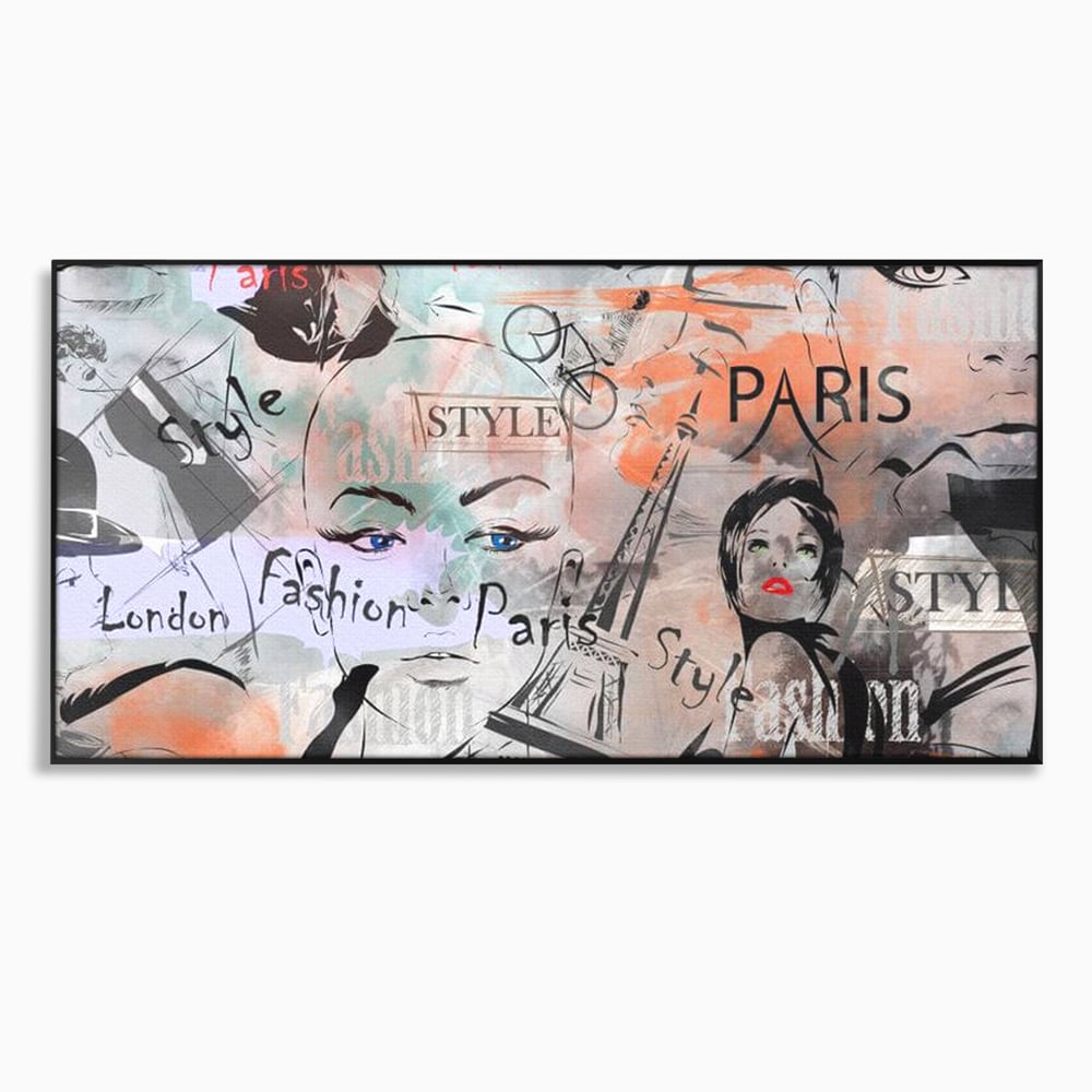Tablou canvas cu ilustratia digitala cu tematica fashion, in rama de aluminiu negru