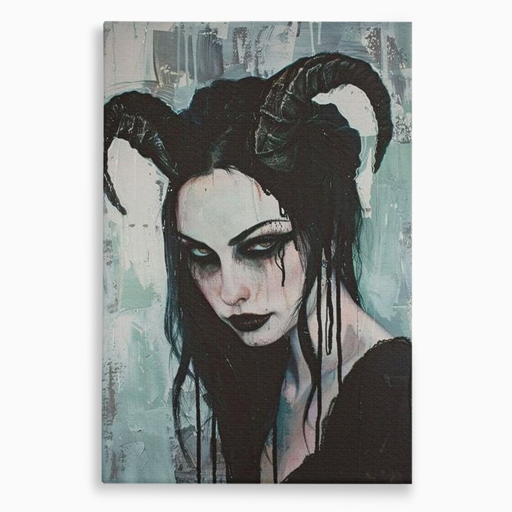 Tablou canvas cu tablou canvas cu portret gotic feminin, fara rama, pe sasiu de lemn