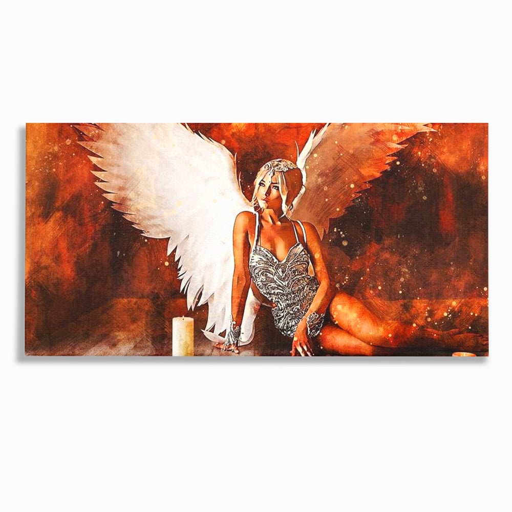 Tablou canvas cu tablou canvas cu inger si aripi, fara rama, pe sasiu de lemn