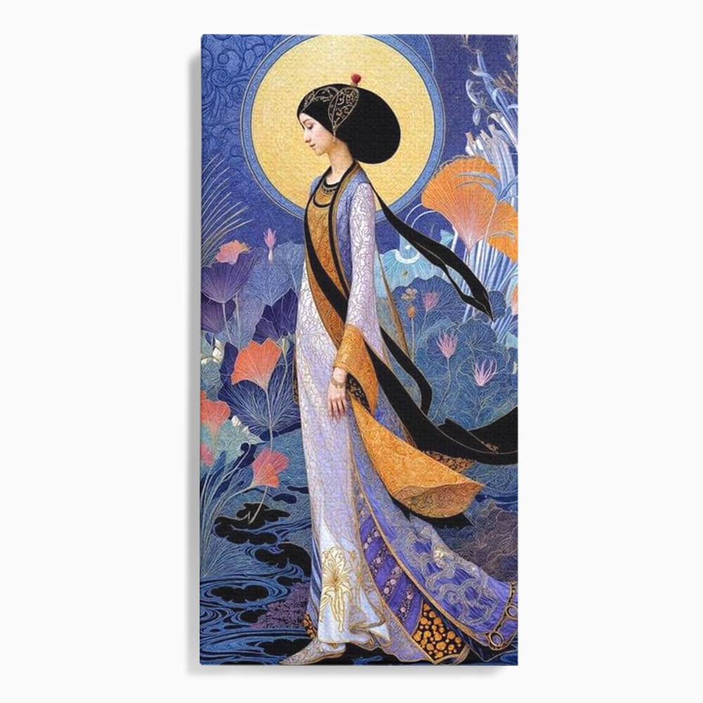 Tablou canvas cu tablou canvas cu regina in stil art nouveau, fara rama, pe sasiu de lemn