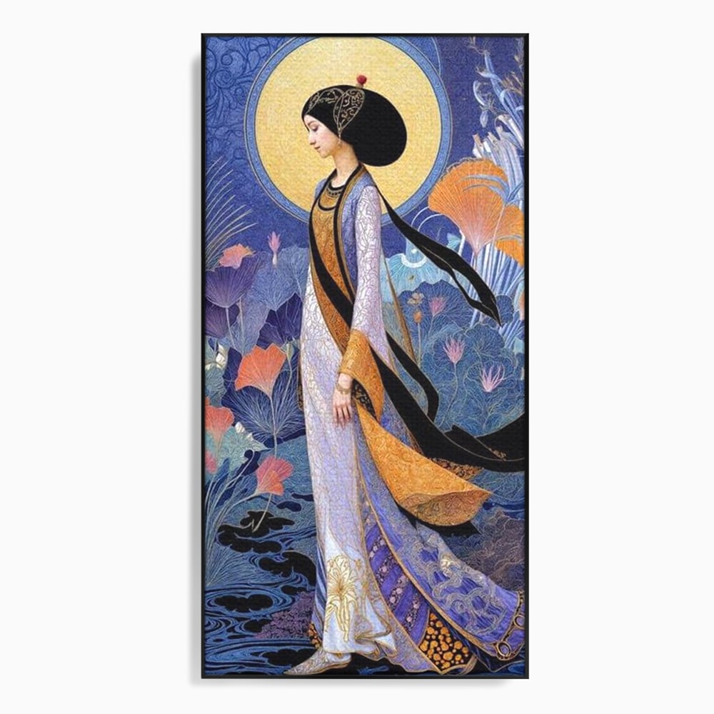 Tablou canvas cu tablou canvas cu regina in stil art nouveau, in rama de aluminiu negru