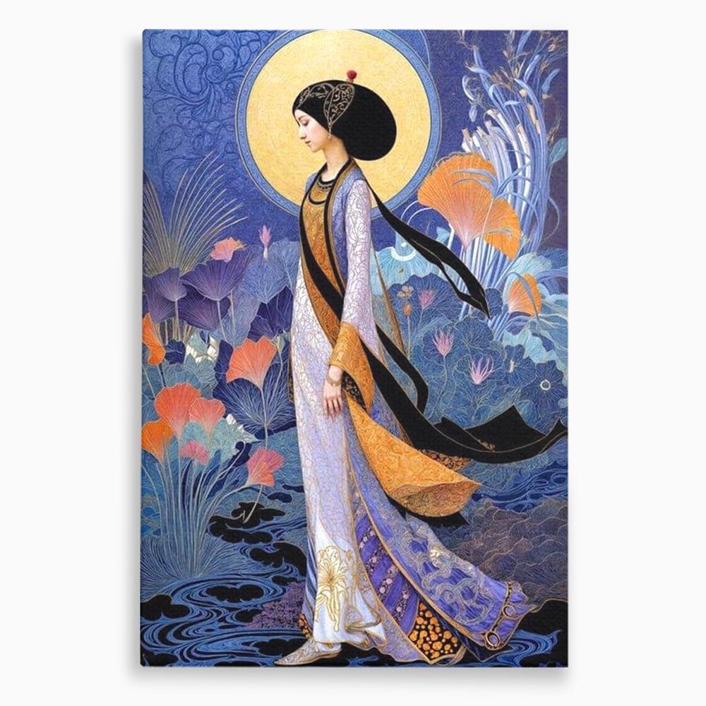 Tablou canvas cu tablou canvas cu regina in stil art nouveau, fara rama, pe sasiu de lemn