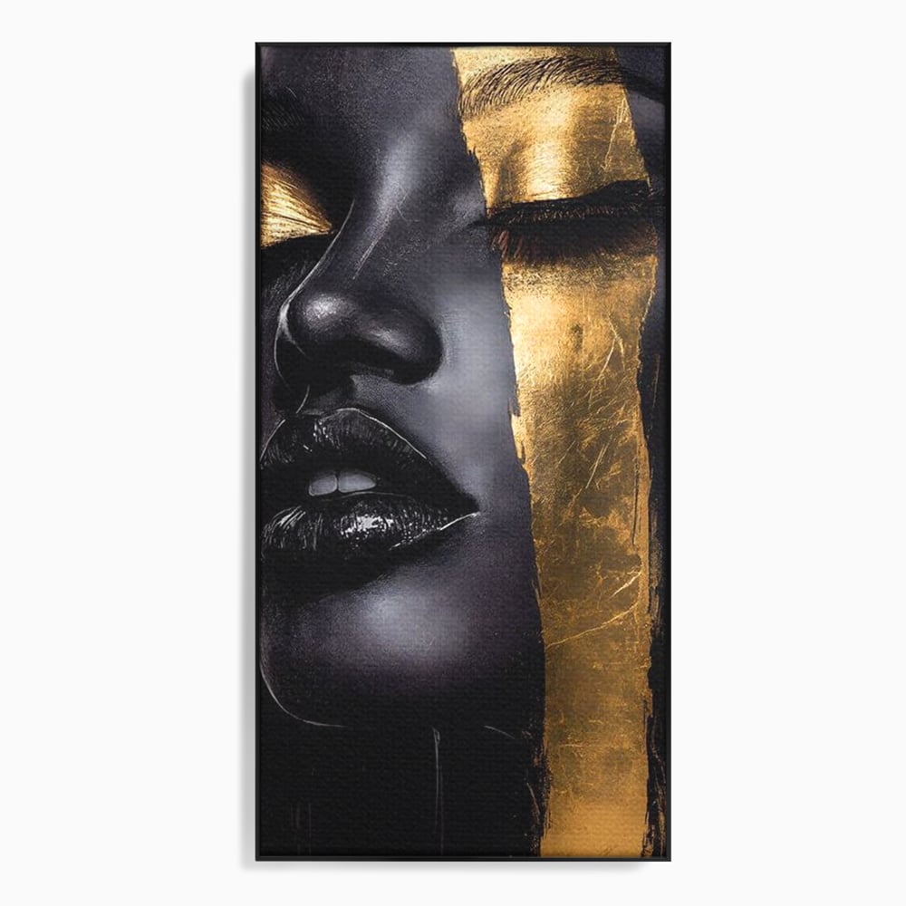 Tablou canvas cu tablou canvas cu chip de femeie, in rama de aluminiu negru