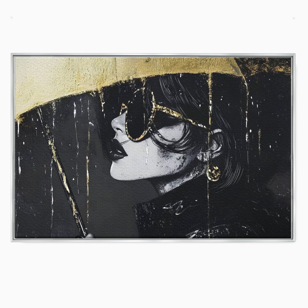 Tablou canvas cu tablou canvas cu portret de femeie, in rama de aluminiu argintiu
