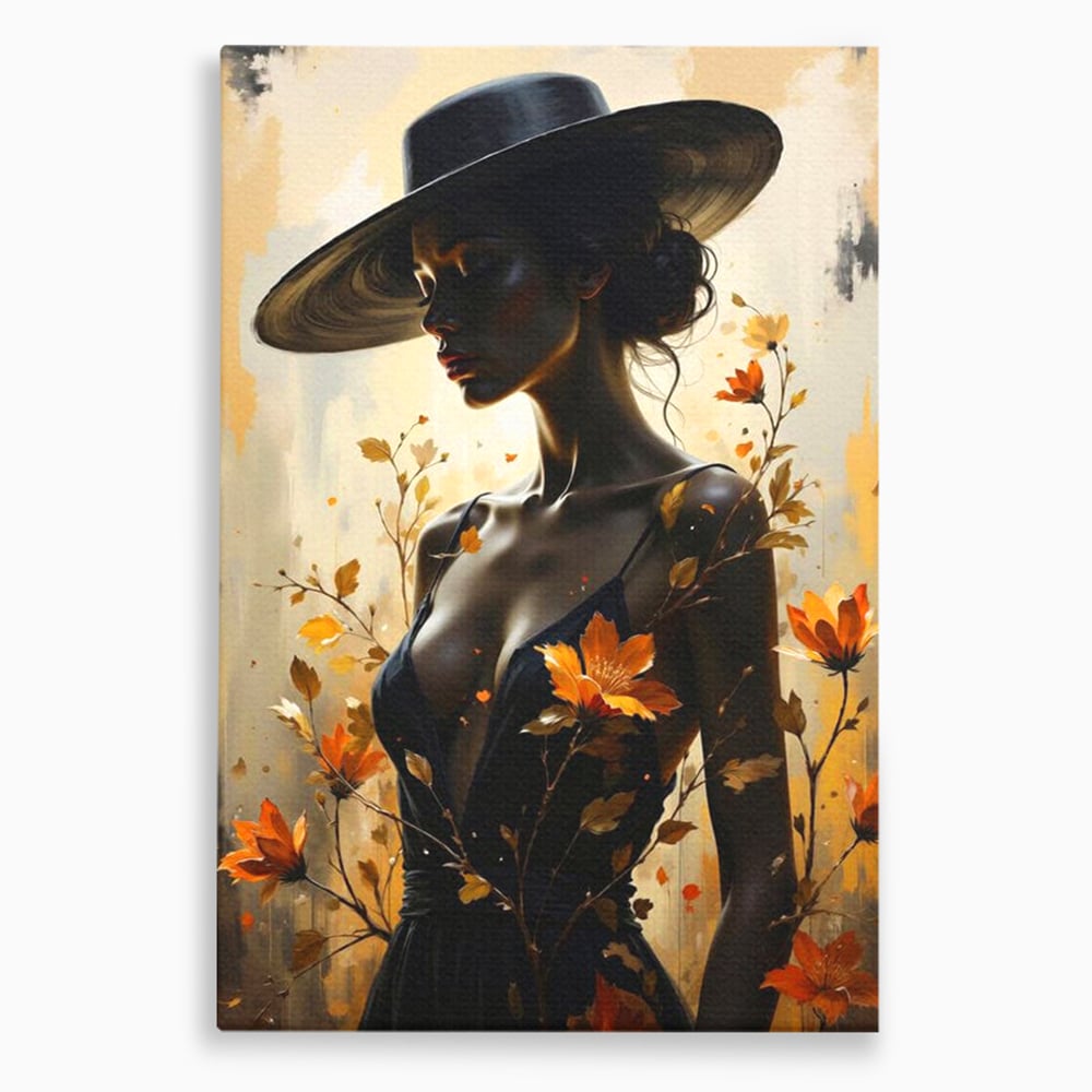 Tablou canvas cu tablou canvas cu silueta feminina, fara rama, pe sasiu de lemn