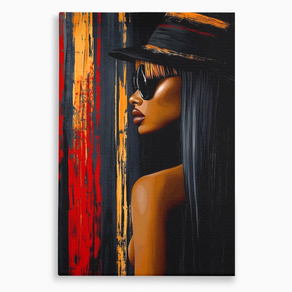 Tablou canvas cu tablou canvas cu ilustratia unei femei, fara rama, pe sasiu de lemn