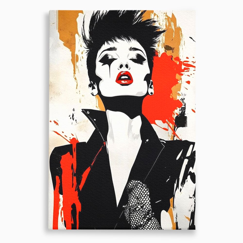 Tablou canvas cu tablou canvas cu femeie rebela, fara rama, pe sasiu de lemn