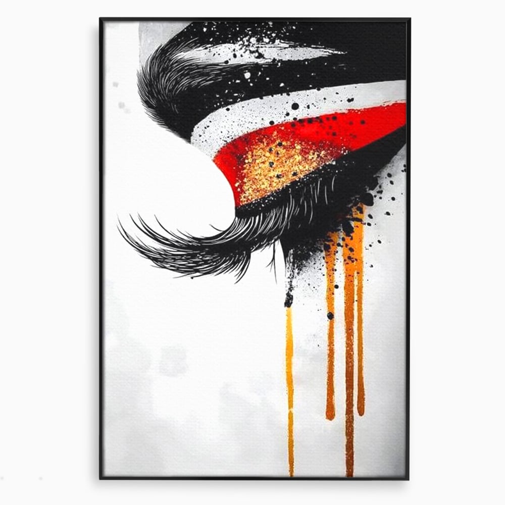Tablou canvas cu tablou canvas cu ochi stilizat, in rama de aluminiu negru
