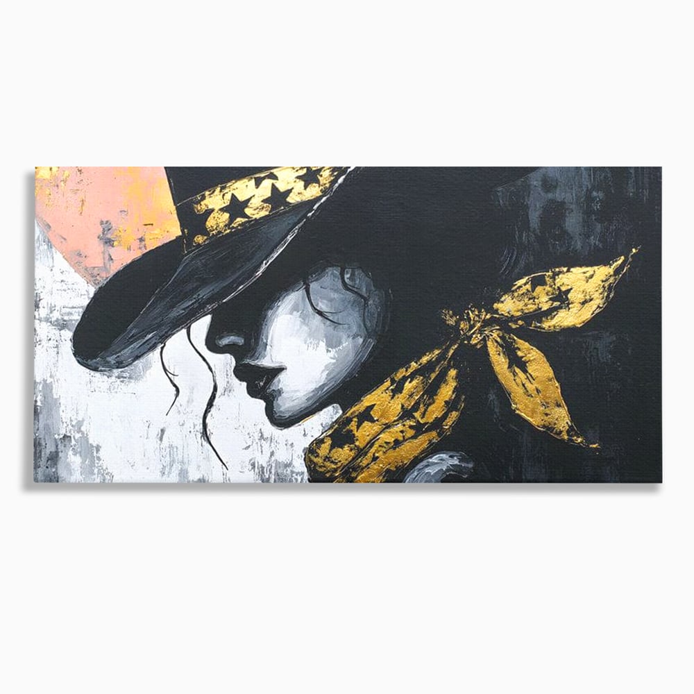 Tablou canvas cu tablou canvas cu femeie profil, fara rama, pe sasiu de lemn