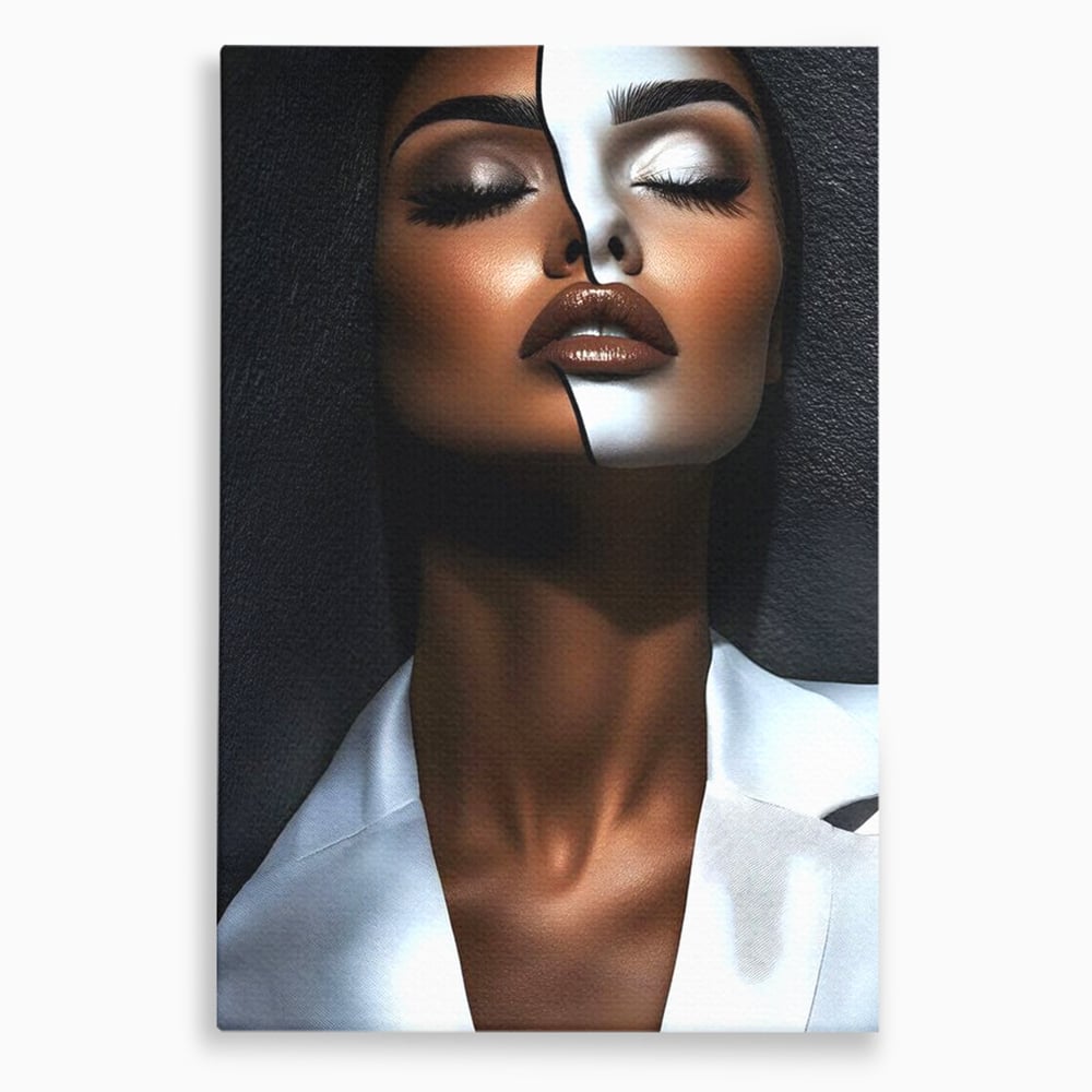 Tablou canvas cu tablou canvas cu portret dual de femeie, fara rama, pe sasiu de lemn