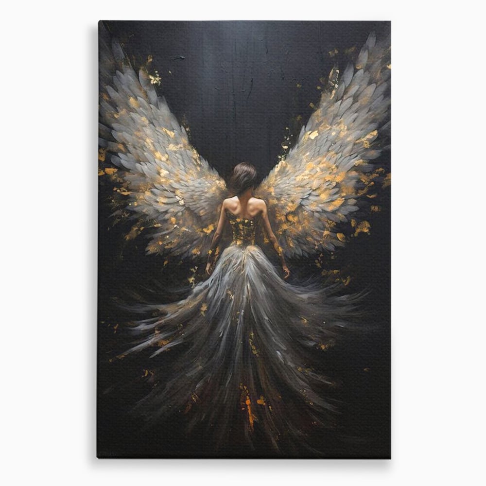 Tablou canvas cu tablou canvas cu inger si aripi, fara rama, pe sasiu de lemn