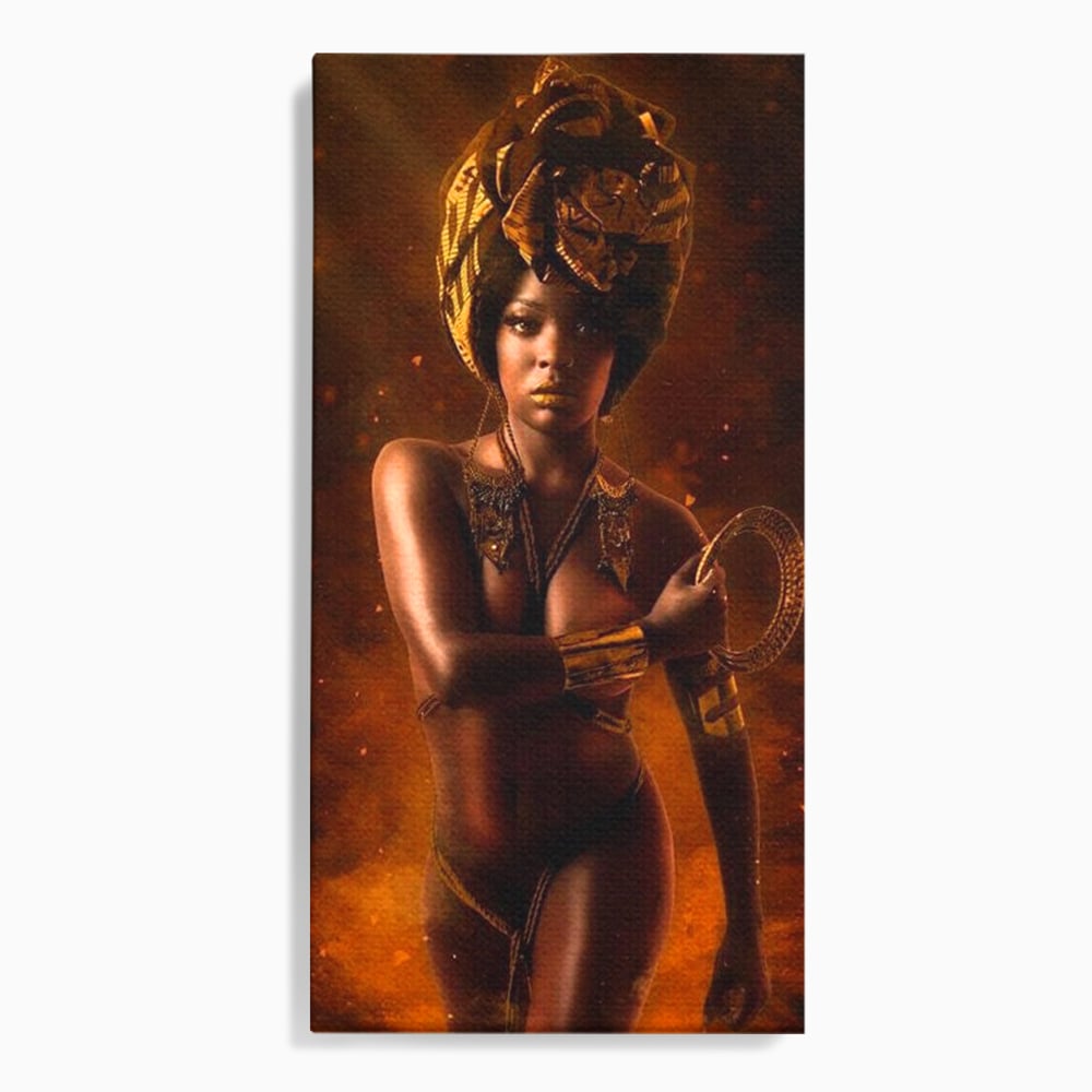 Tablou canvas cu tablou canvas cu femeie si turban, fara rama, pe sasiu de lemn